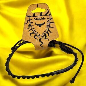 New With Tags! Maiyide ZP Brown Leather Ornament Unisex Studded Bracelet!